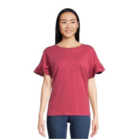 Women's Flutter Sleeve Knit Top T-Shirts 2-Pack Size S - Picture 6 of 9